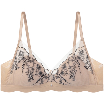 安莉芳无钢圈刺绣蕾丝三角杯内衣