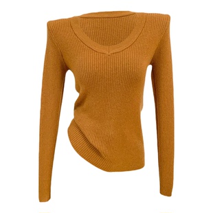 龙妹家灰色V领加绒加厚打底衫毛衣女内搭2026冬新款高级针织上衣