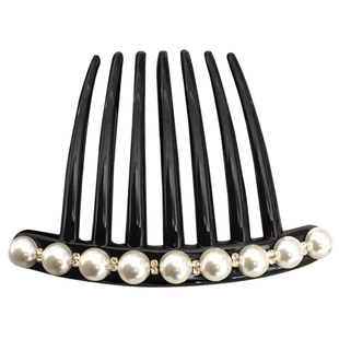发夹女韩国进口精致珍珠水钻发梳倒插梳大号发饰边夹盘发固定发卡