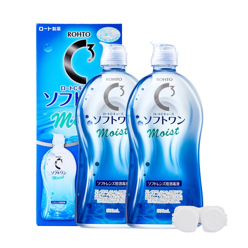 【自营】日本ROHTO乐敦清C3美瞳隐形眼镜护理液500ml*2瓶清洁保湿