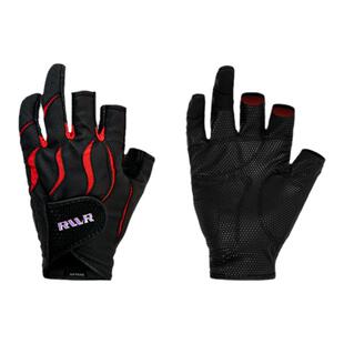 23款RVVR四季PU皮手套新款露三指黑路亚钓鱼防滑户外垂钓抓鱼路亚