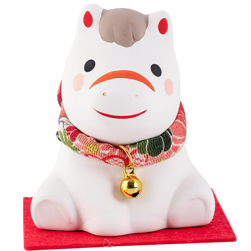 日本药师窑锦彩马摆件手工创意
