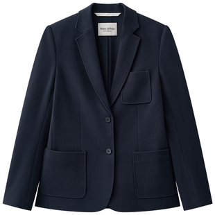 Marc O'Polo/MOP2025秋季新款狭长翻驳领高级弹性格纹针织西装女