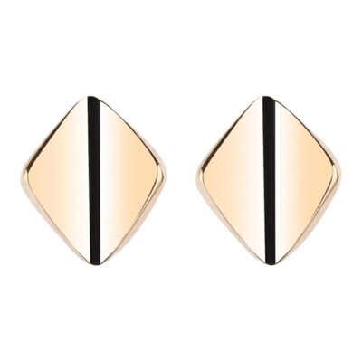 日本制 10K菱形凹面时尚镜面加工耳钉