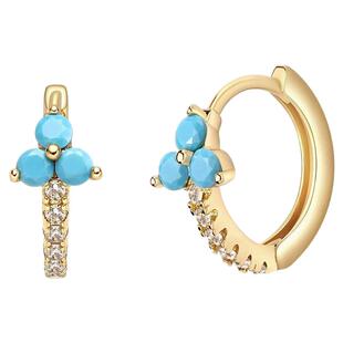 Blue Flower Design Hoop Earrings for Women Newly Designed