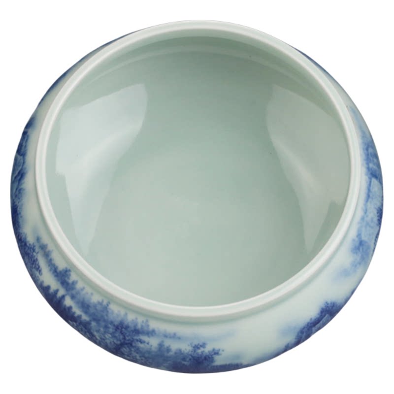 京德珍藏陶瓷水洗 杯洗茶道配件景德镇精品工艺釉中彩山水大茶洗