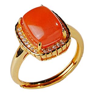 宫里上新玛瑙戒指女纯银天然红色宝石小方糖指环食指生日礼物女生