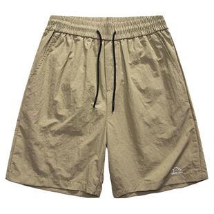 From Mars 将就一下 潮牌夏季纯色抽绳刺绣男女宽松阔腿百搭短裤