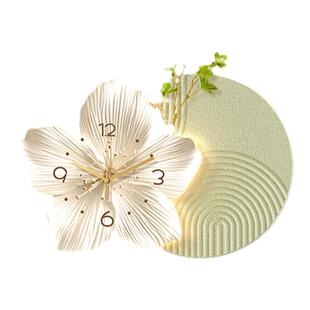 2026新款餐厅装饰画奶油风挂钟花卉时钟客厅电视背景墙挂画带钟表