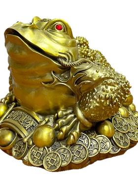 金蟾纯铜摆件三足蟾蜍家居办公室客厅招财三脚金蝉开业店铺礼品
