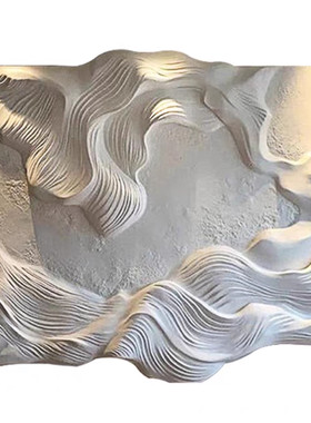 抽象客厅装饰画立体浮雕工艺画手工纯白酒店侘寂风格玄关房间挂画