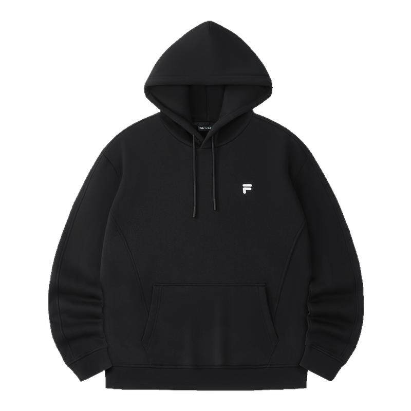 FILA FUSION斐乐潮牌情侣款连帽卫衣2025冬新款休闲加绒针织上衣