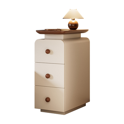 小型床头柜极窄25cm家用卧室中古风实木收纳置物柜2025新款夹缝柜