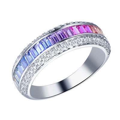 天然彩蓝宝18k金时尚指戒定制