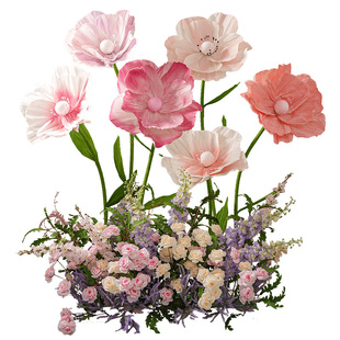 虞美人纸艺花皱纹纸手工diy仿真花立体装饰橱窗场景婚礼褶皱大型