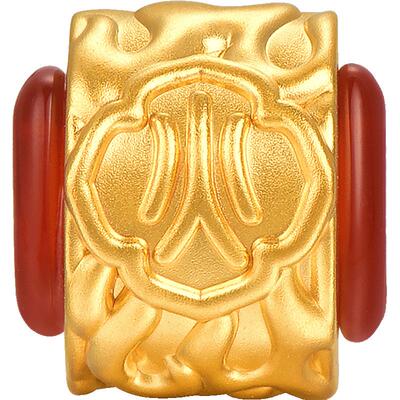 明牌珠宝黄金五灵珠玉髓串珠