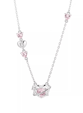 S925纯银恋爱心跳锁骨链送女友