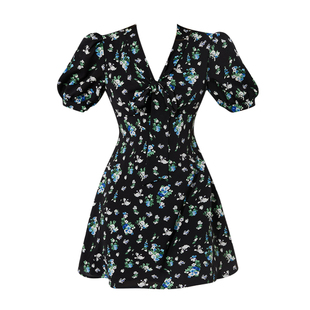 DPLAY年夏季新款黑色连衣裙女短款好看法式蝴蝶结裙子短裙