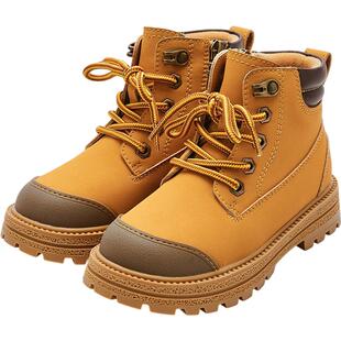 巴拉巴拉男童马丁靴中大童宝宝加绒皮靴秋冬款童鞋儿童休闲鞋子潮