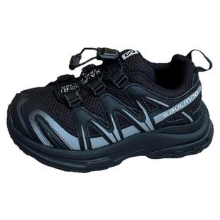 儿童黑色运动鞋男学生青少年男女童户外登山鞋秋款透气网面老爹鞋