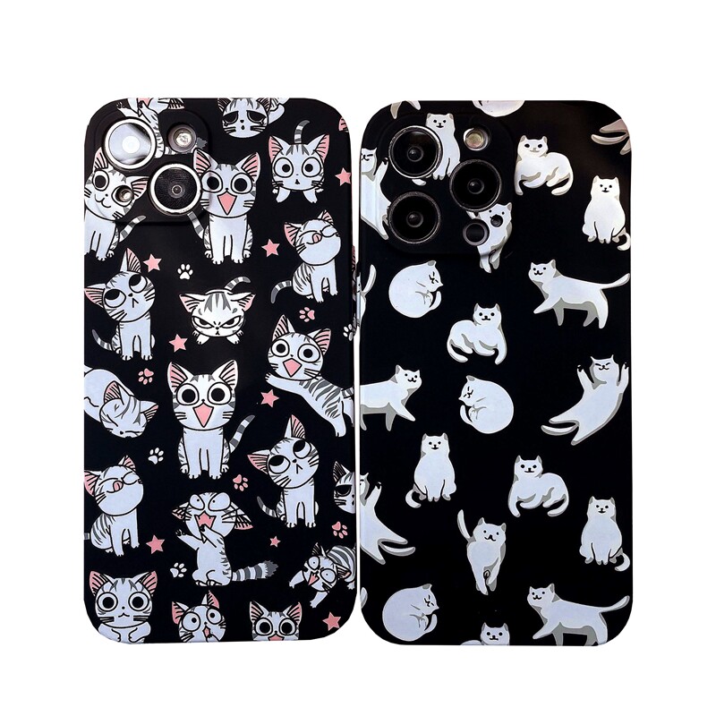 漫画猫起司猫适用iPhone15promax手机壳XS私房猫11可爱12卡通13pro英短14纯白14pro硅胶15软x
