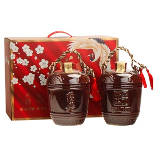 绍兴安稳黄酒 十二年陈花雕酒1.5Lx2坛礼盒女儿糯米加饭老酒红箱