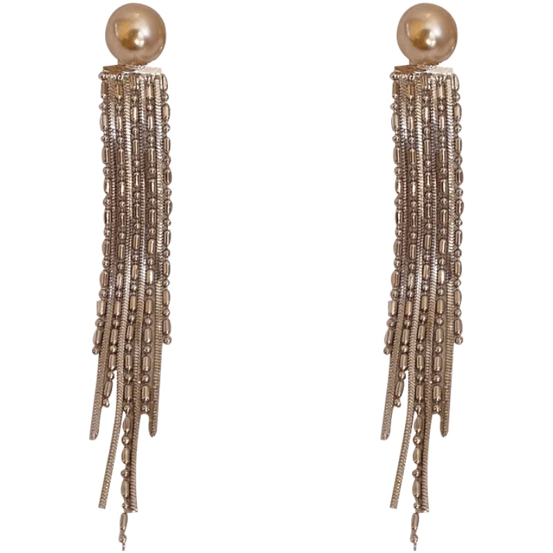 气质奢华长款流苏仿珍珠耳环小众设计轻奢高级感2025新款爆款耳饰