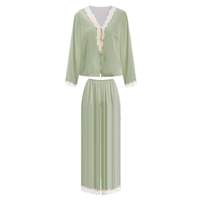 今夕何夕性感睡衣女秋季款纯欲风蕾丝长袖家居服套装2025年两件套