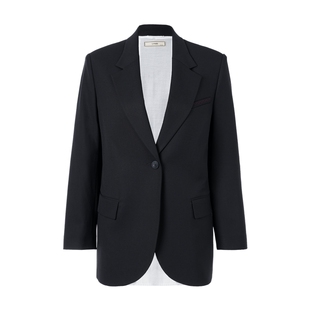 LYNEE【黑标系列】三重奏后背开衩撞色西装百慕大羊毛中裤 套装