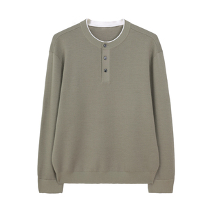 【高端轻奢】15.5μm美丽奴钻石羊毛 亨利领假两件羊毛衫 DAZ787