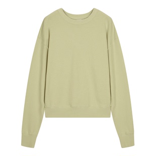 moussy 春季休闲风做脏开裂印花圆领卫衣女028HAA90-2851