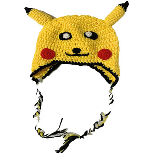 手工编织皮卡丘毛线帽子可爱搞怪护耳秋冬男女保暖网红搞笑卡通针