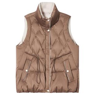 诗篇专选光泽感缎面防钻绒美拉德立领白鹅绒羽绒马甲冬款