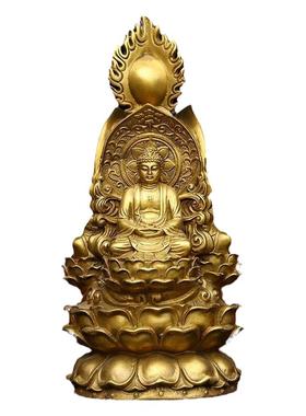 纯铜三面佛如来地藏观音客厅中式