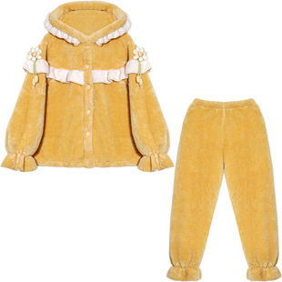 Bananagirl珊瑚绒睡衣女款加厚冬季可爱加绒长袖家居服冬季套装女