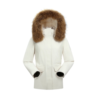 【商场同款】鹅绒探路者大毛领派克羽绒服男三防中长款冬季工装女