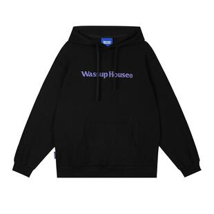 wassuphouse基础大logo印花毛圈连帽卫衣男女情侣宽松重磅连帽衫