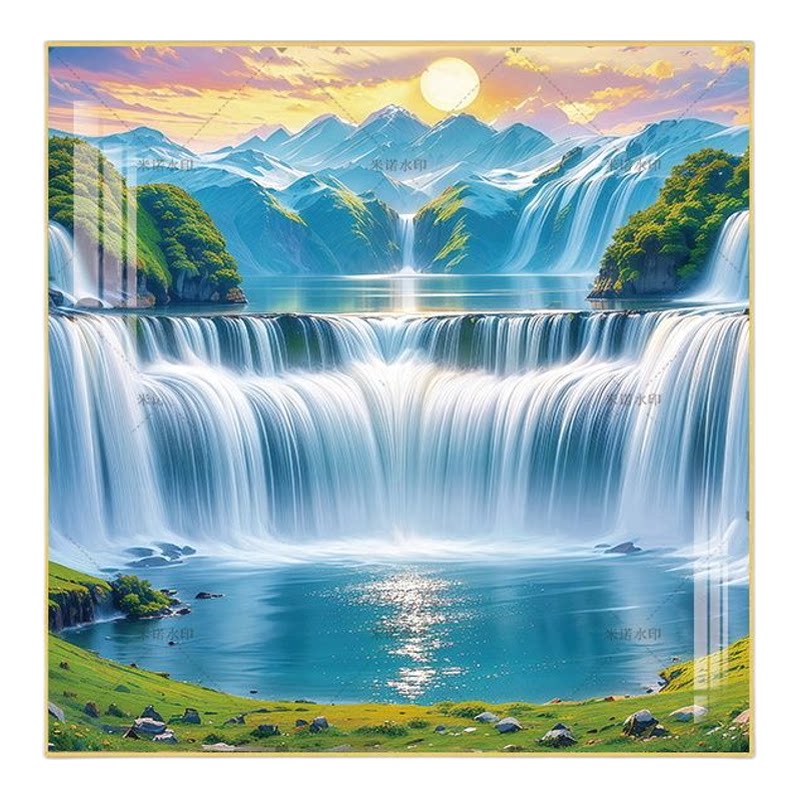 现代客厅风景瀑布大海清新装饰画