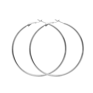 银色素圈耳环设计感高级大耳圈女耳钉2025新款爆款夸张圈圈耳饰