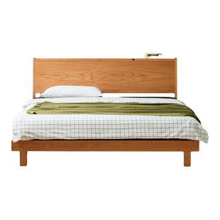 出乎生活日间实木床樱桃木简约原木风家用小户型卧室1.8米双人床