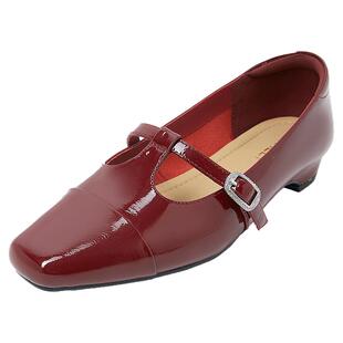 康莉真皮玛丽珍鞋女春季新款方头粗跟复古时尚一字扣高跟鞋小皮鞋