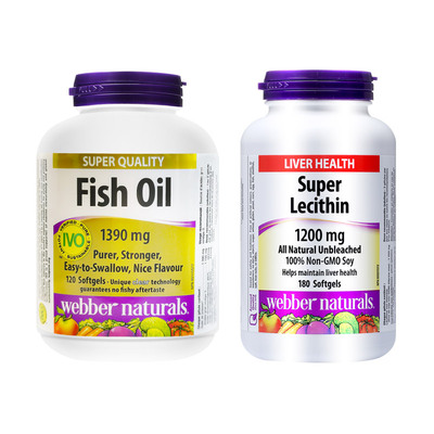 加拿大伟博天然健康套餐 4倍浓度鱼油120粒*3+大豆卵磷脂180粒*2