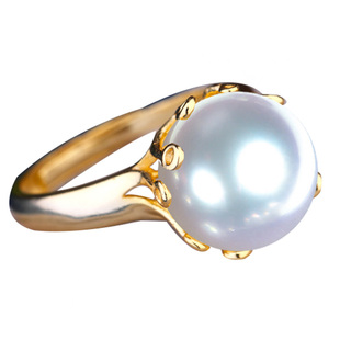 S925纯银戒指空托戒托镶嵌绿松石琥珀蜜蜡珍珠戒托女11 12 13圆珠