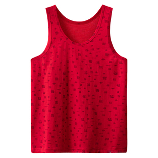 春织老人背心女本命年内衣大红色中老年人妈妈打底汗衫老头衫马年