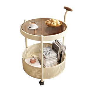 复古中古风可移动沙发边几阳台小茶桌高级床头侧边柜小茶几小推车