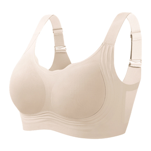 糖粒无痕粉底液隐形内衣不透大胸显小大码胖mm全罩杯收副乳文胸罩