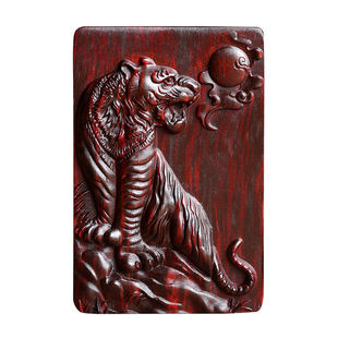 小叶紫檀木老虎吊坠虎啸山林项链属虎本命年老虎挂件车挂饰钥匙链