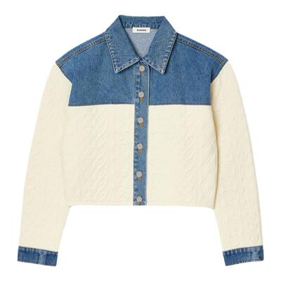 SANDRO短外套双材质撞色拼接