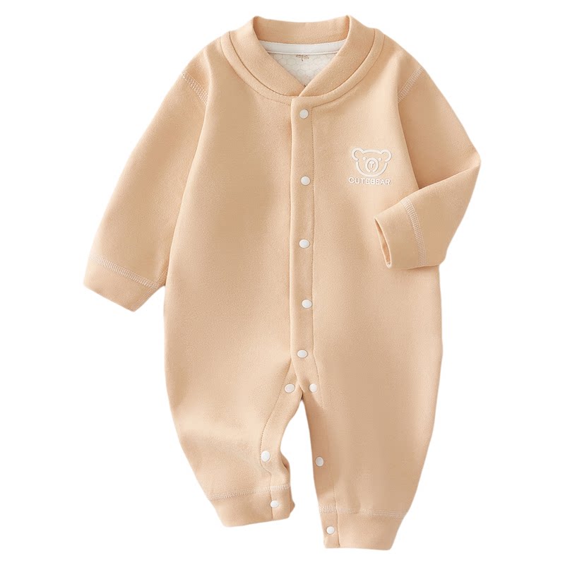宝宝衣服秋冬保暖新生儿连体衣爬服外出可爱婴儿哈衣秋装蚕丝羊绒
