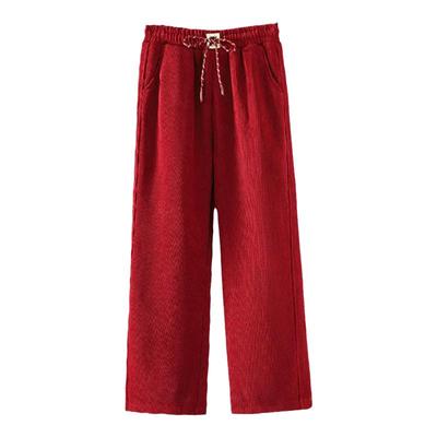 松紧腰2025新款加绒秋冬直筒裤子